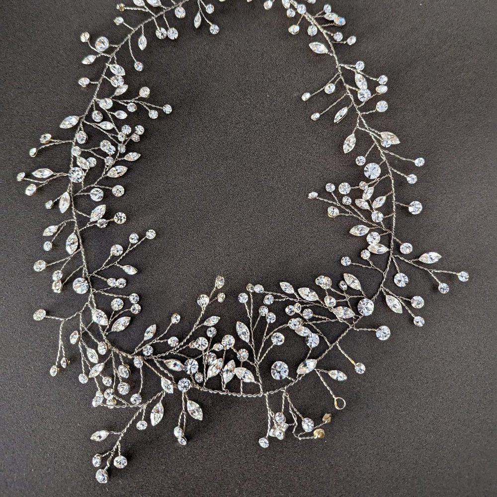 Wedding Asymmetrical Floral headband - Wedding headpeice - Swarovski